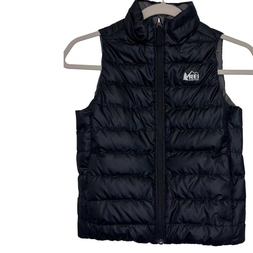 REI Kids Down Vest Puffer Size 8 Small Black Boys Girls